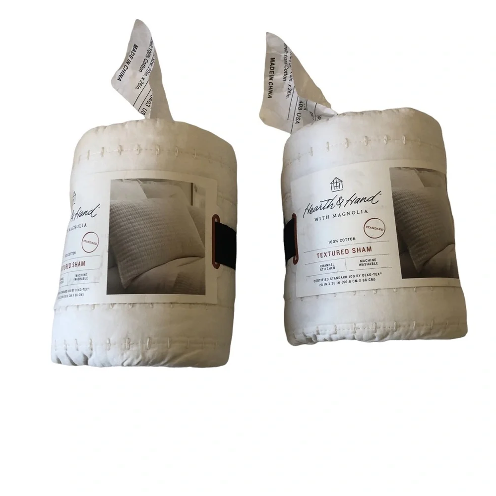 2 Hearth & Hand Magnolia Standard Solid Texture Pillow Shams Chip Joanna Gaines - Picture 8 of 10